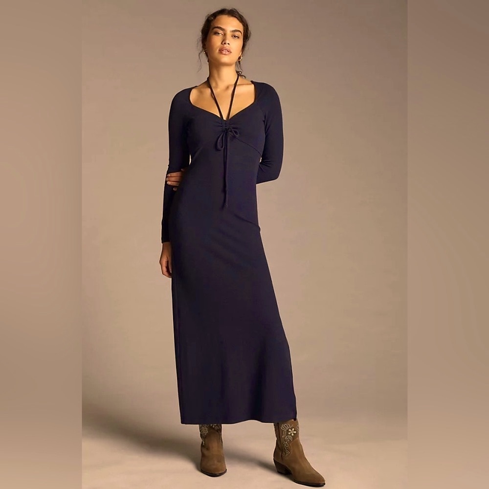 Anthropologie Tie-Front Midi Dress